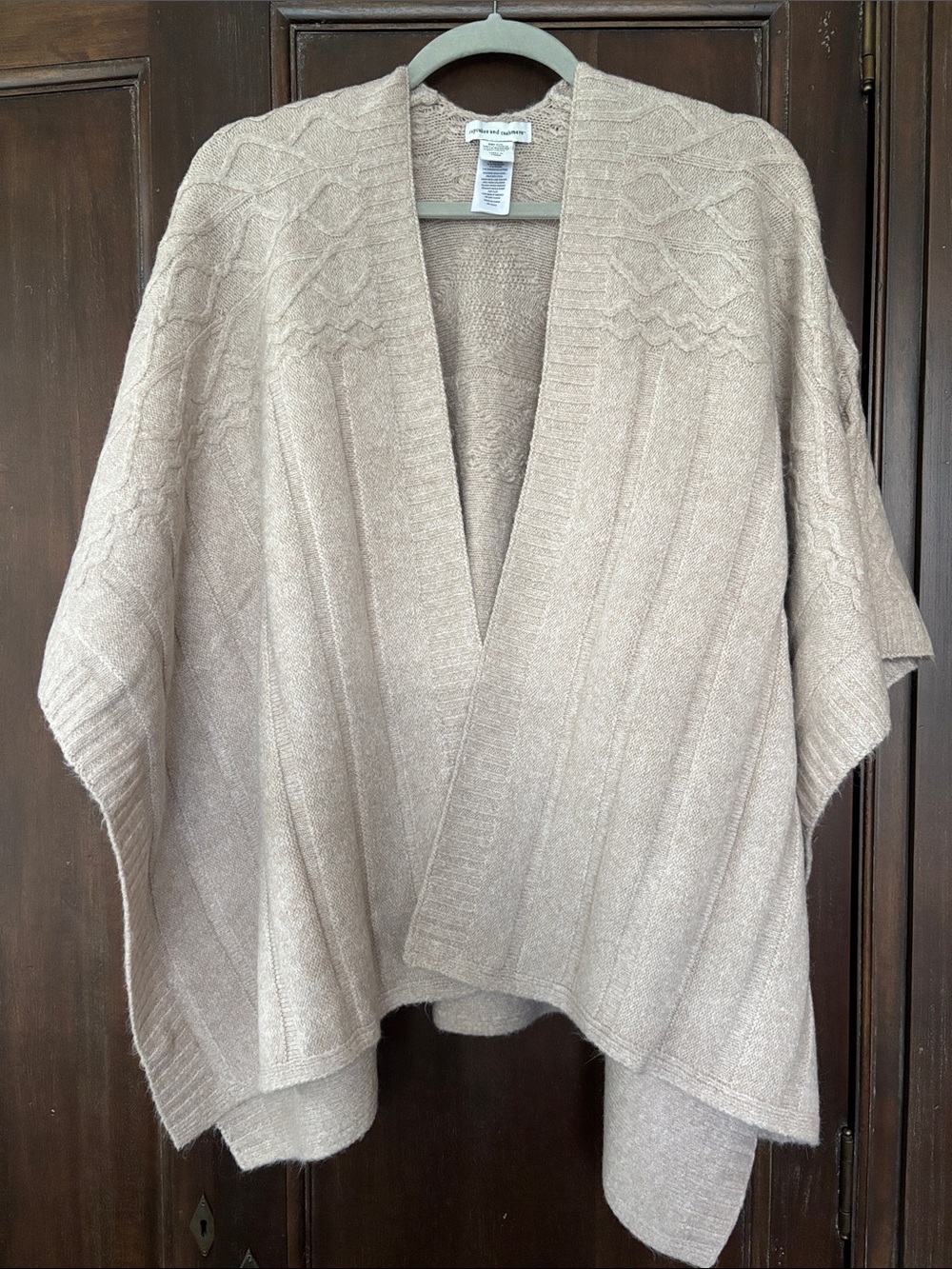 Cupcakes and cashmere Soft Knit Taupe Open Ruana Sweater